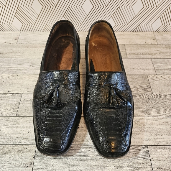 DiStefano Men's Hand Made in Italy Crocodile Tassel Loafers Black Size 8.5 - Picture 3 of 10